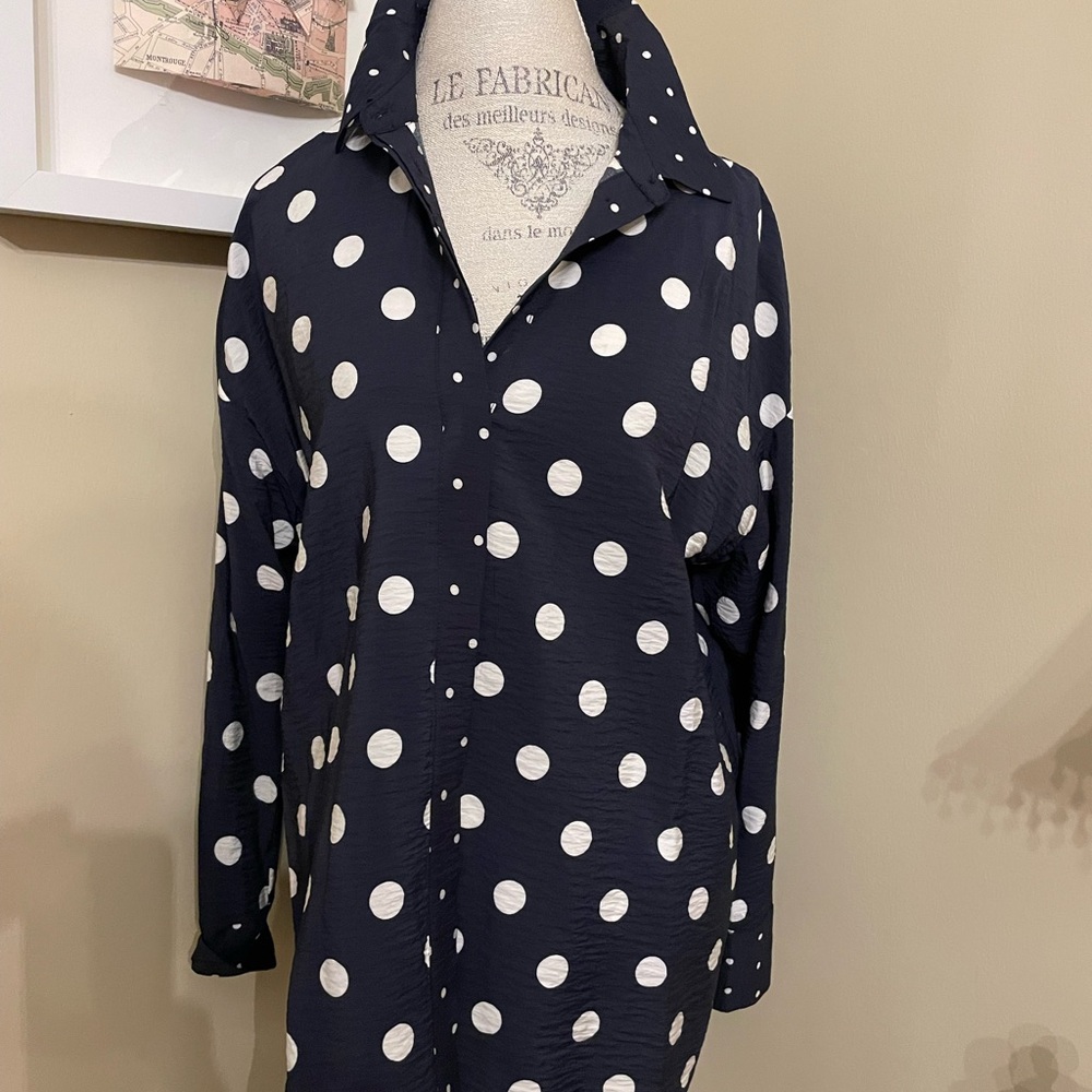 Vero Moda Navy Polka Dot Blouse